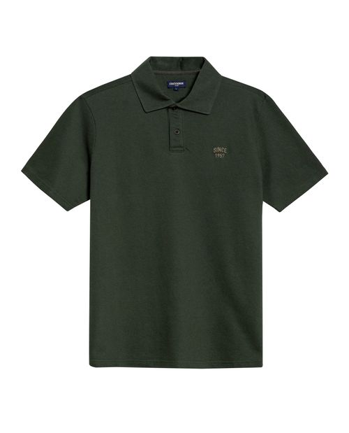 Camisa Polo de Hombre Slim Fit Manga Corta Bordado 1957 Tela Piqué Diagonal en Mezcla de Algodón
