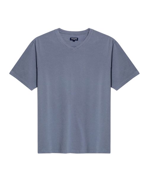Camiseta de Hombre Slim Fit Manga Corta Cuello en V Pato Bordado en Algodón