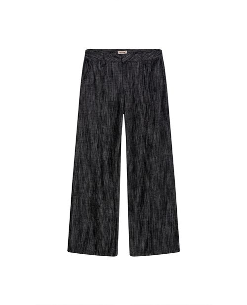 Pantalón de Mujer Wide Leg Tiro Alto Denim con Piedras en Algodón
