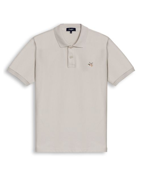Camisa Polo de Hombre Slim Fit Manga Corta con Pato Bordado de Colores en Mezcla de Algodón
