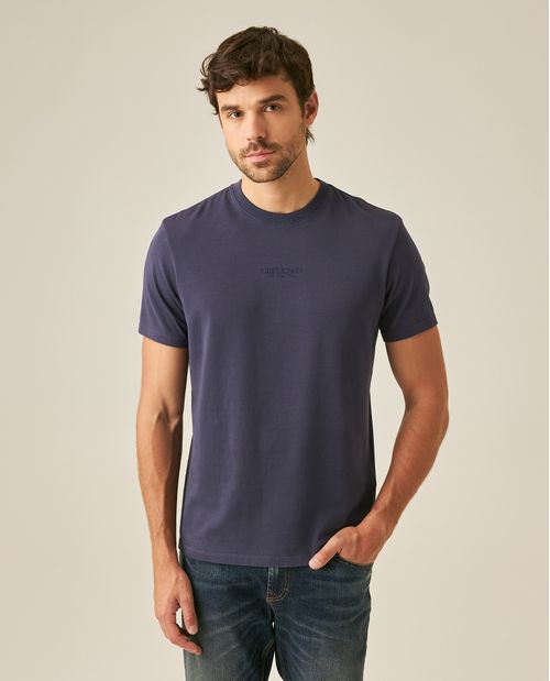 Camiseta de Hombre Classic Fit Manga Corta Gráficos en Frente y Aplique en Espalda en Algodón