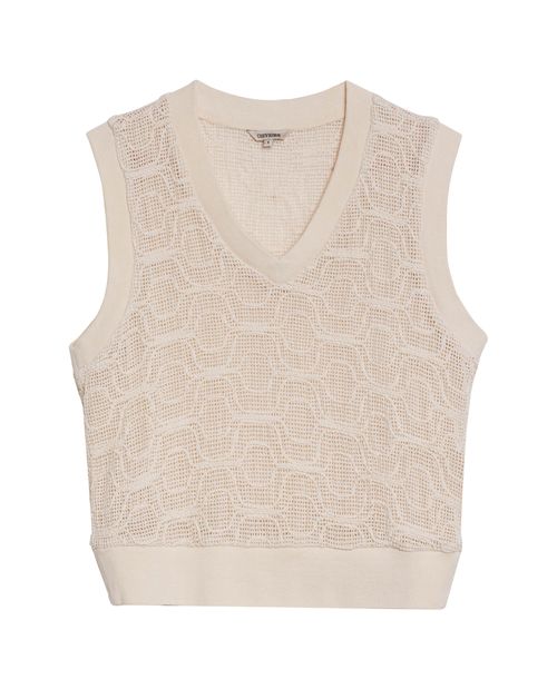 Blusa de Mujer Moda Tipo Chaleco Efecto Tejido Textura Transparente en Algodón