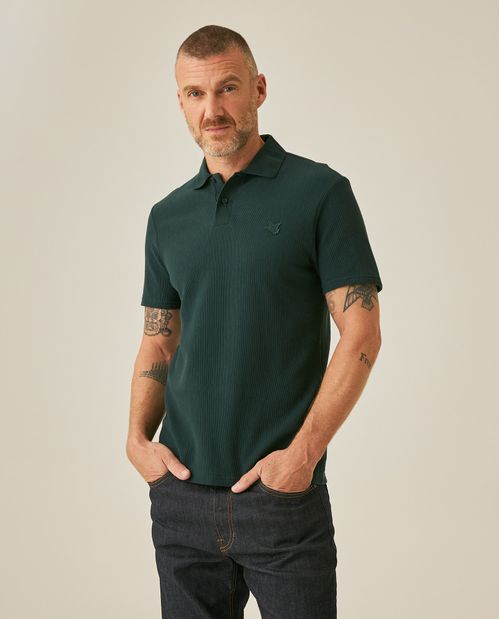 Camisa Polo de Hombre Slim Fit Manga Corta con Pato Bordado en Relieve Tela Rib en 100% Algodón
