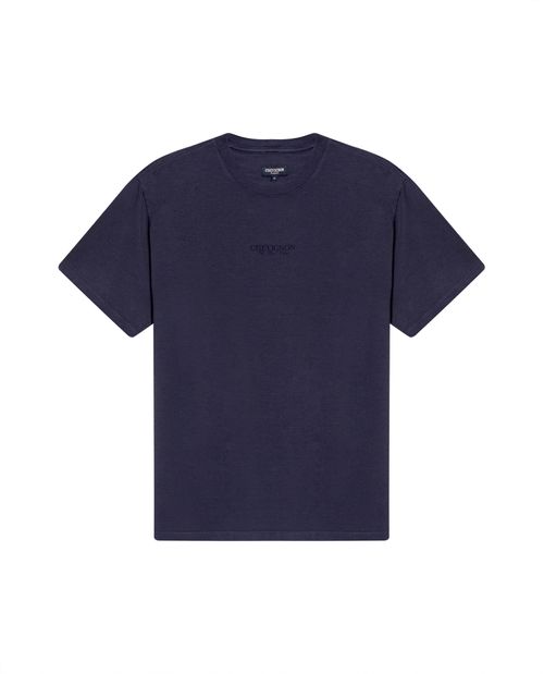Camiseta de Hombre Classic Fit Manga Corta Gráficos en Frente y Aplique en Espalda en Algodón