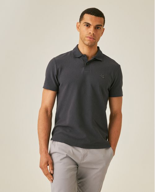 Camisa Polo de Hombre Slim Fit Manga Corta con Pato Bordado en Relieve Tela Rib en 100% Algodón