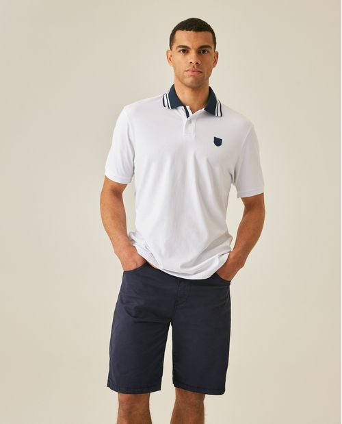 Camisa Polo de Hombre Classic Fit Manga Corta con Cuello en Contraste Tela Piqué en Mezcla de Algodón