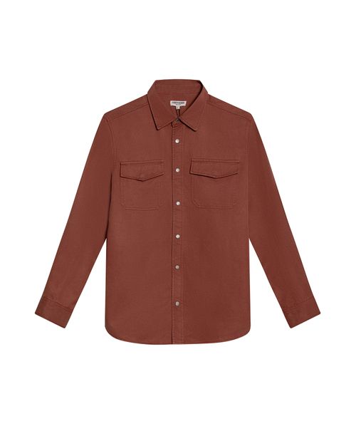 Camisa de Hombre Manga Larga Regular Fit Hiladilla Decorativa en Mezcla de Lyocell y Algodón