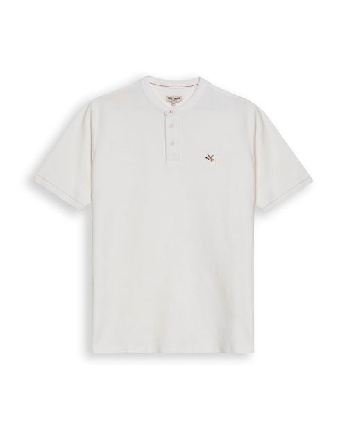 Camisa Polo de Hombre Classic Fit Cuello Nerú Manga Corta Textura Piqué Jacquard en Algodón