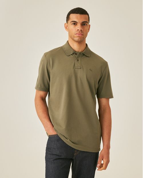 Camisa Polo de Hombre Classic Fit Manga Corta Tela Piqué Diagonal en Mezcla de Algodón