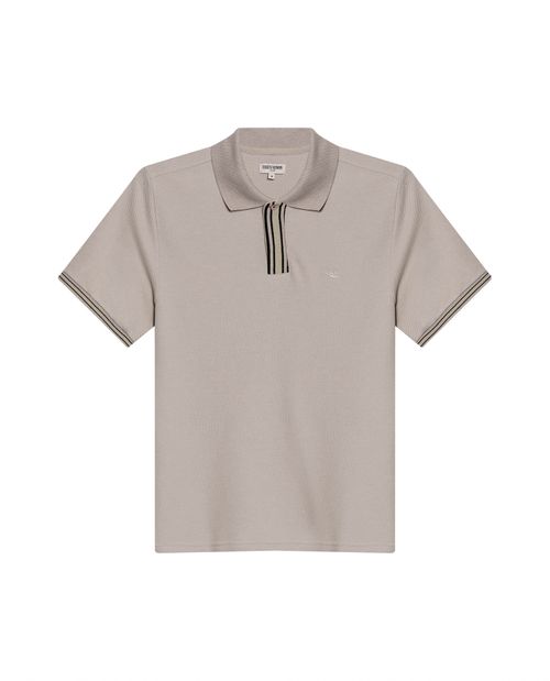 Camisa Polo de Hombre Slim Fit Manga Corta Perilla Tejida Escondida en Mezcla de Algodón y Viscosa