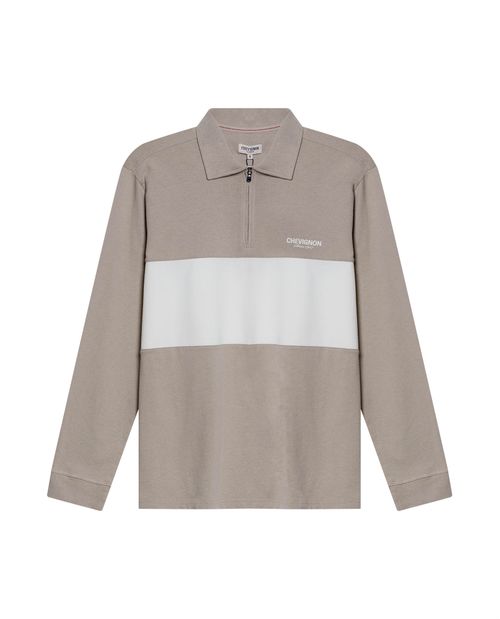 Camisa Polo de Hombre Classic Fit Manga Larga Varsity con Cierre Efecto Desgaste en Algodón