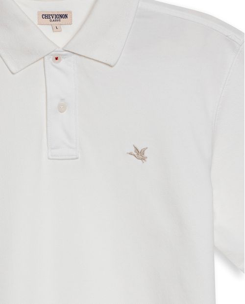 Camisa Polo de Hombre Classic Fit Manga Corta Tela Piqué Diagonal en Mezcla de Algodón
