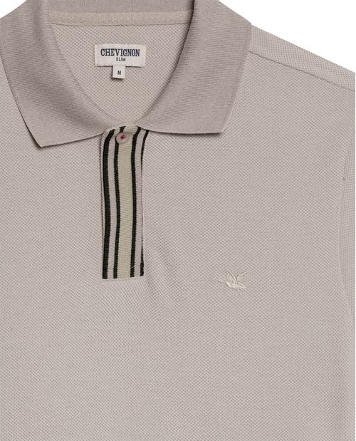 Camisa Polo de Hombre Slim Fit Manga Corta Perilla Tejida Escondida en Mezcla de Algodón y Viscosa