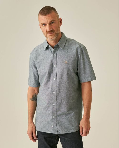 Camisa de Hombre Classic Fit Detalles Internos Tela con Efecto Header en Algodón