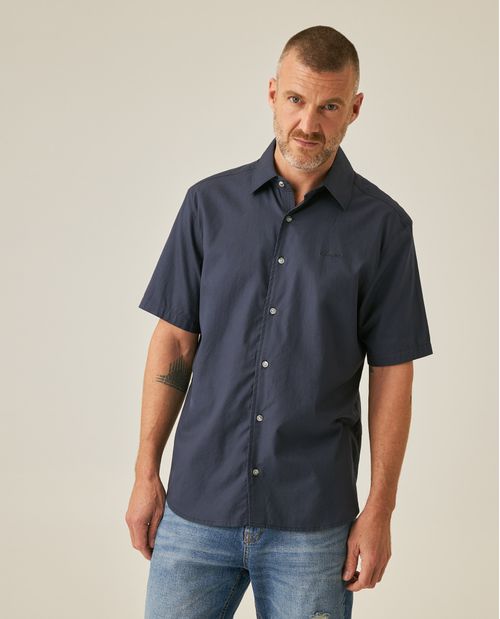 Camisa de Hombre Manga Corta Regular Fit Perilla Multi Agujas en Algodón