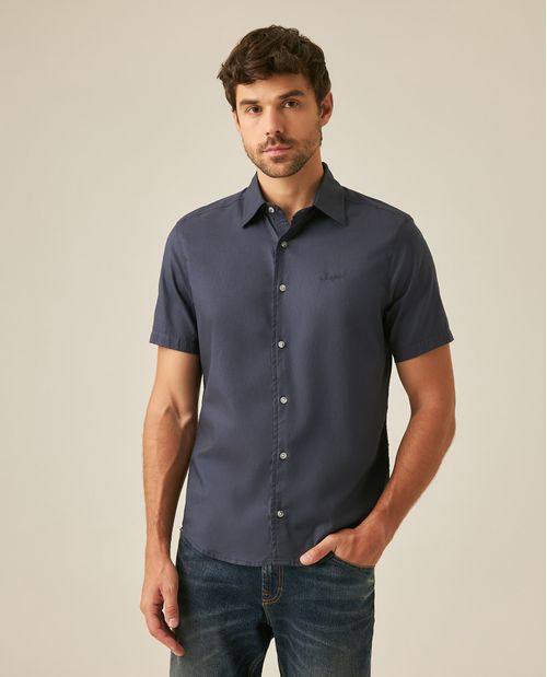 Camisa de Hombre Manga Corta Regular Fit Perilla Multi Agujas en Algodón