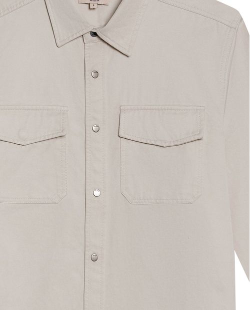 Camisa de Hombre Manga Larga Regular Fit Hiladilla Decorativa en Mezcla de Lyocell y Algodón