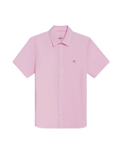 Camisa de Hombre Manga Corta Slim Fit Pato Bordado Tela Oxford en Algodón