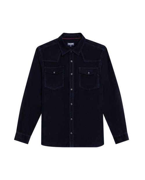 Camisa de Hombre Manga Larga Regular Fit Western en Corduroy Bolsillos con Broches en Algodón