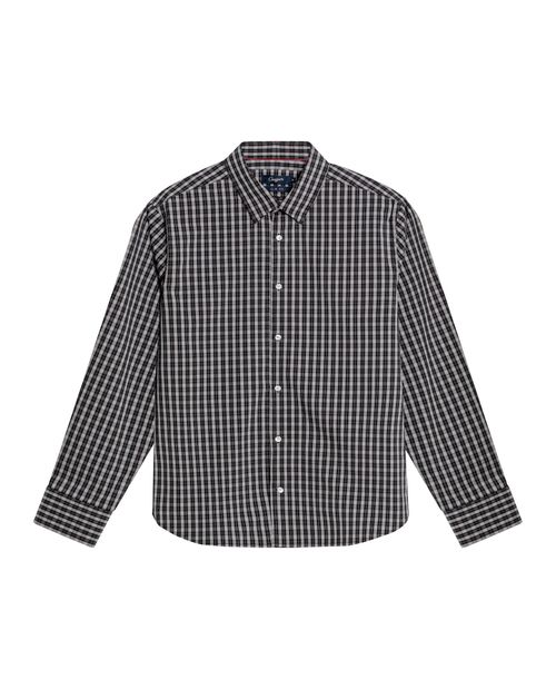 Camisa de Hombre Manga Larga Slim Fit Miniprint Cuadros Preteñidos en Mezcla de Algodón y Coolmax