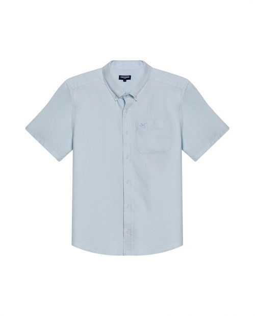 Camisa de Hombre Manga Corta Slim Fit Button Down Efecto Flama en Algodón