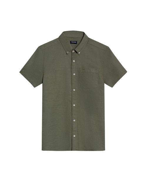 Camisa de Hombre Manga Corta Slim Fit Button Down Efecto Flama en Algodón