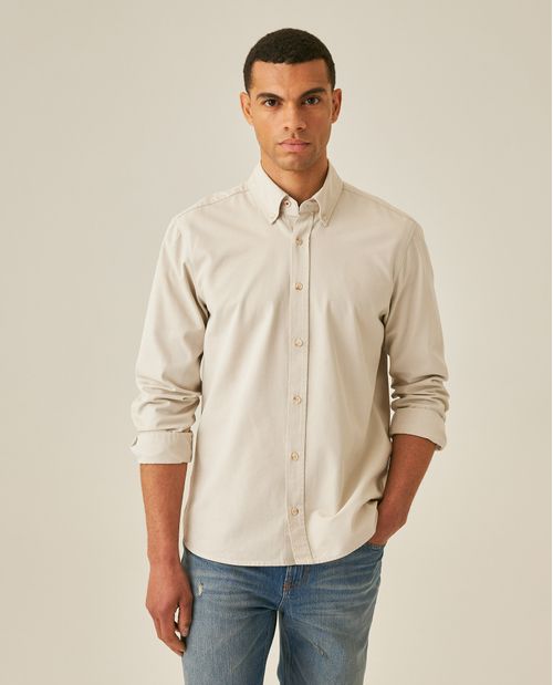 Camisa de Hombre Manga Larga Slim Fit Button Down Texturizada Jeanswear en Mezcla de Algodón y Lyocell