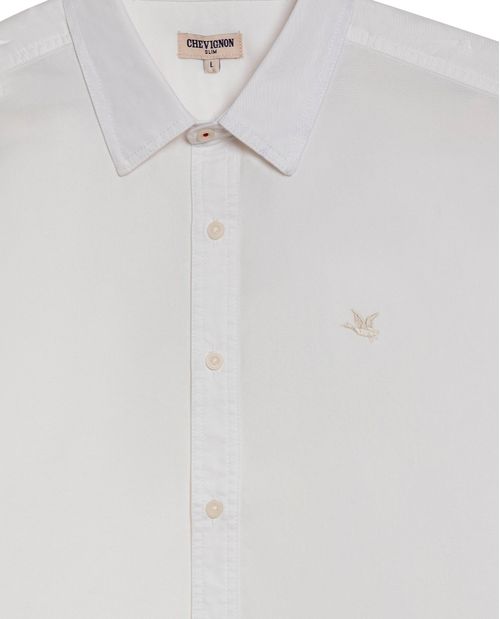 Camisa de Hombre Manga Larga Slim Fit Button Down Texturizada Jeanswear en Mezcla de Algodón y Lyocell