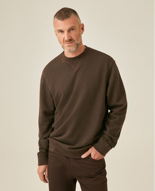 Buzo de Hombre Cuello Redondo Textura Espina de Pescado en Mezcla de Algodón