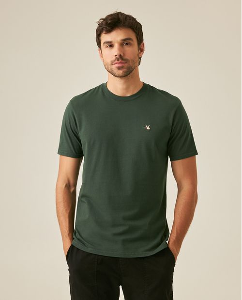 Camiseta de Hombre Slim Fit Manga Corta Cuello Redondo Pato Bordado en Algodón