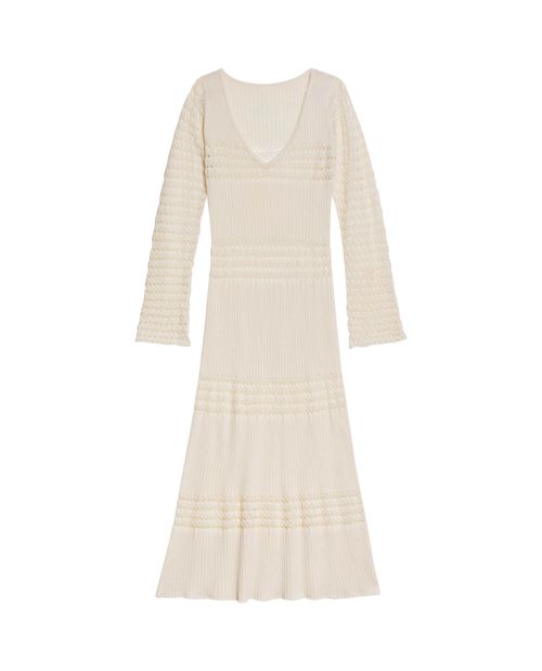 Vestido de Mujer Tejido Crochet con Cuello V Profundo en Mezcla de Viscosa