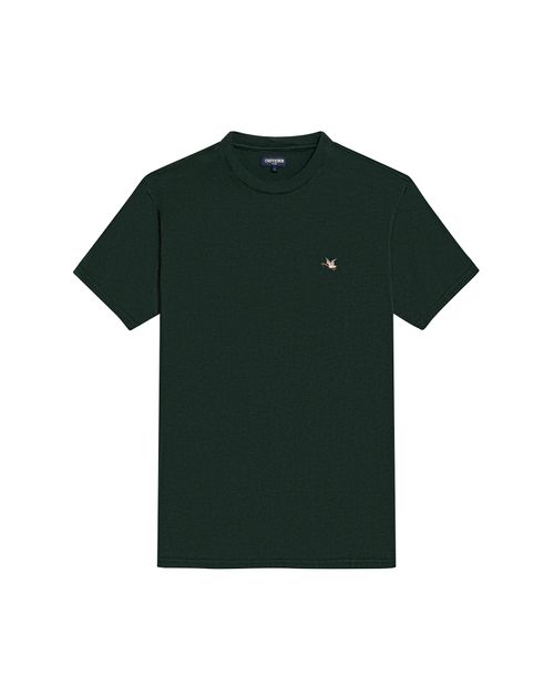 Camiseta de Hombre Slim Fit Manga Corta Cuello Redondo Pato Bordado en Algodón