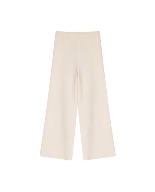 Pantalón de Mujer Tejido Básico Wide Leg Crop Jersey Tupido en Mezcla de Viscosa