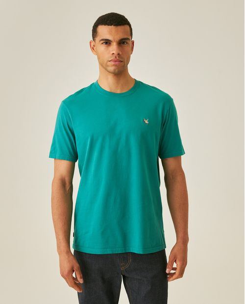 Camiseta de Hombre Slim Fit Manga Corta Cuello Redondo Pato Bordado en Algodón