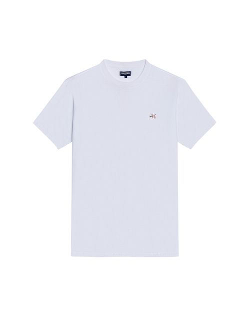 Camiseta de Hombre Slim Fit Manga Corta Cuello Redondo Pato Bordado en Algodón