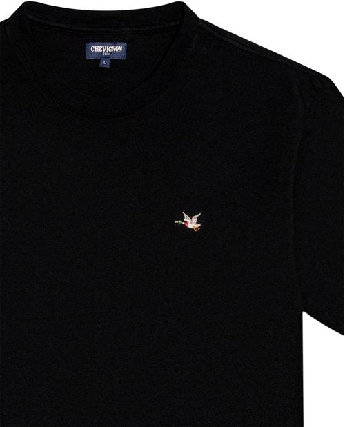 Camiseta de Hombre Slim Fit Manga Corta Cuello Redondo Pato Bordado en Algodón