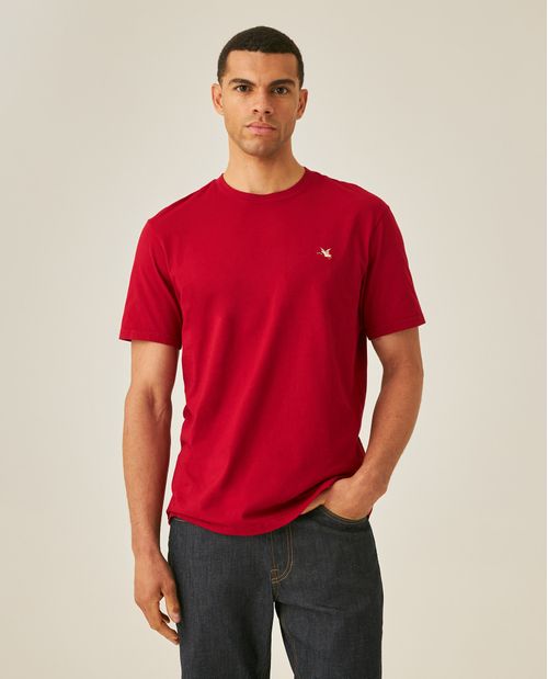 Camiseta de Hombre Slim Fit Manga Corta Cuello Redondo Pato Bordado en Algodón