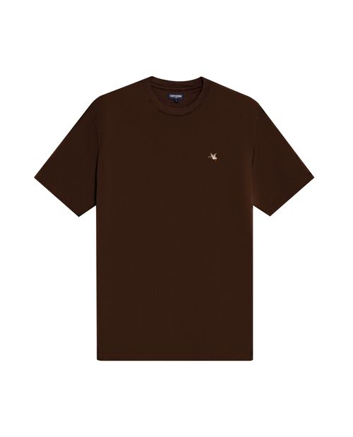 Camiseta de Hombre Slim Fit Manga Corta Cuello Redondo Pato Bordado en Algodón