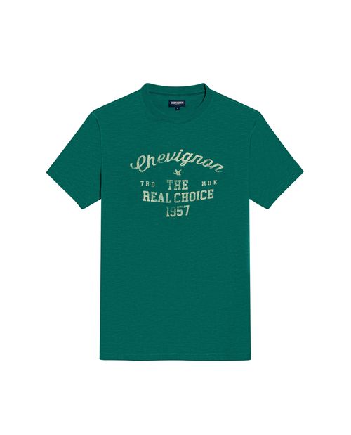 Camiseta de Hombre Slim Fit Manga Corta Leve Flama Cuello Rib Pesado en Algodón