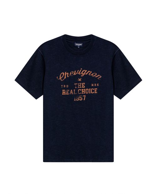 Camiseta de Hombre Slim Fit Manga Corta Leve Flama Cuello Rib Pesado en Algodón