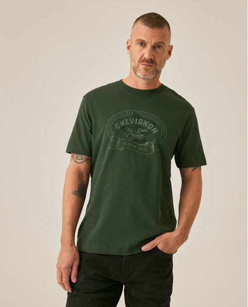 Camiseta de Hombre Slim Fit Manga Corta Gráfico Localizado en Algodón