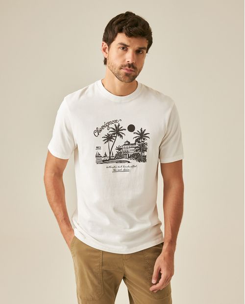 Camiseta de Hombre Classic Fit Manga Corta Mix de Gráficos Jersey Peso Medio en Algodón
