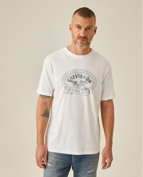 Camiseta de Hombre Slim Fit Manga Corta Gráfico Localizado en Algodón