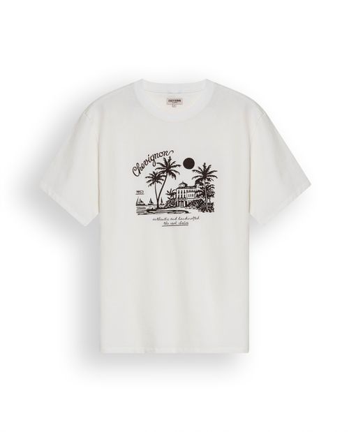 Camiseta de Hombre Classic Fit Manga Corta Mix de Gráficos Jersey Peso Medio en Algodón