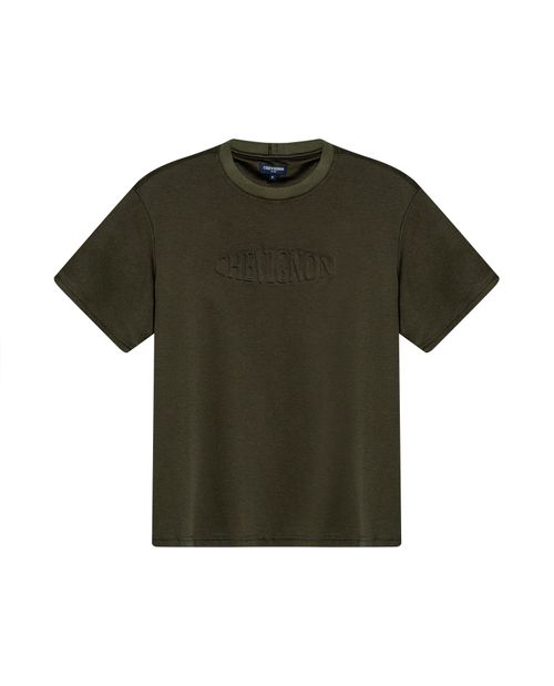 Camiseta de Hombre Slim Fit Manga Corta con Gráfico Repujado en Mezcla de Modal y Algodón