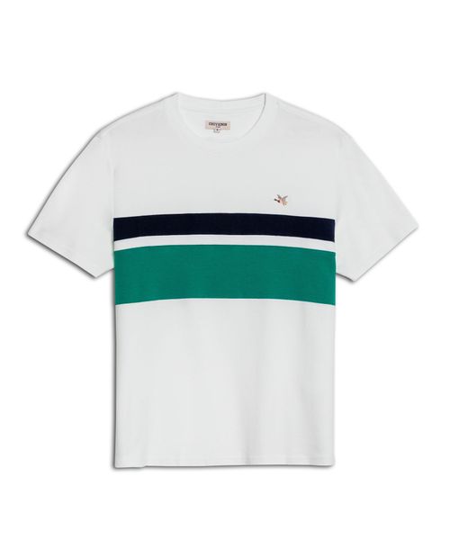 Camiseta de Hombre Slim Fit Manga Corta Bloques Varsity Pato Bordado en Algodón