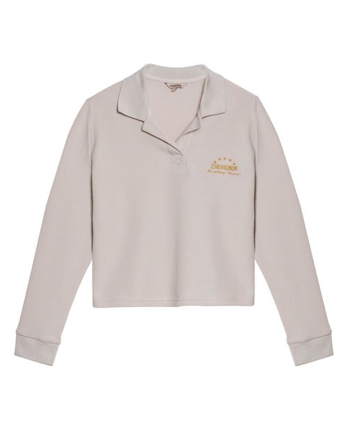 Camiseta de Mujer Tipo Polo Cuello Camisero Textura Waffle Verano en Mezcla de Algodón