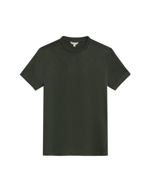 Camiseta de Mujer Esencial Oversized Cuello Redondo con Bordado Tacto Frío en Algodón