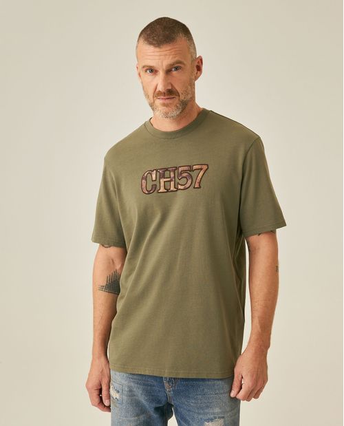 Camiseta de Hombre Classic Fit Manga Corta Cuello Redondo con Camuflaje Estética Militar en Algodón