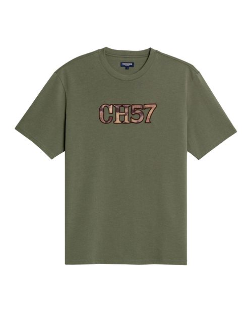 Camiseta de Hombre Classic Fit Manga Corta Cuello Redondo con Camuflaje Estética Militar en Algodón